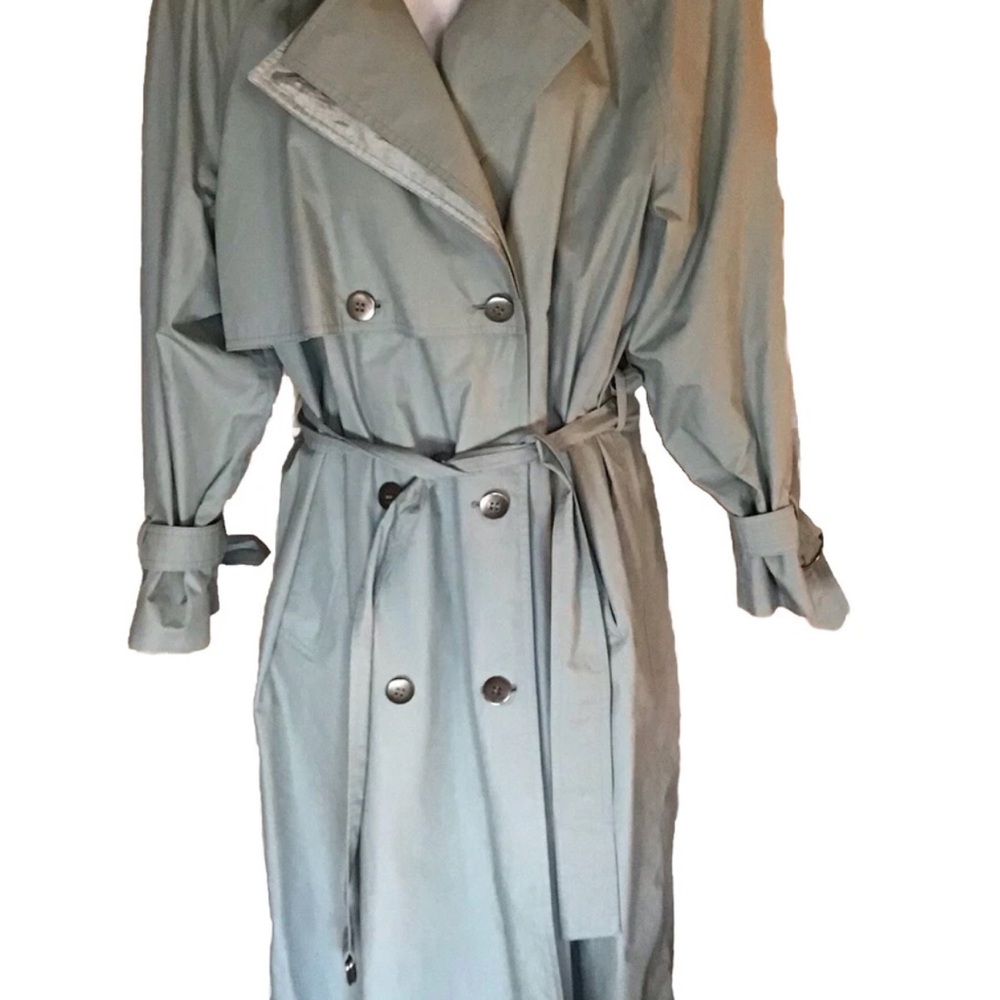 Vintage Misty Harbor Original Classic Trench /Rain Coat 12 Petite Dusty Teal